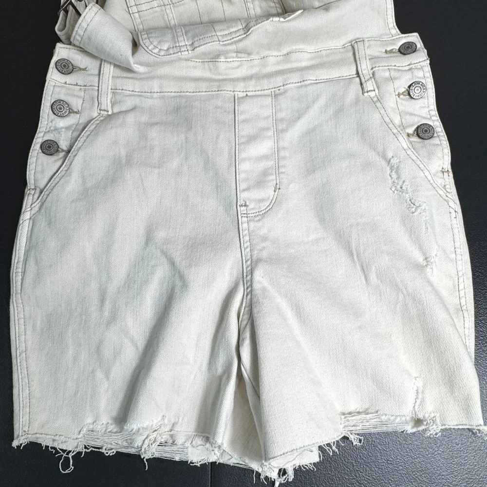 Judy Blue High Waist Garment Dyed Cutoff Shortalls‎ Ecru Denim Size M
